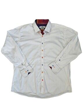 Claudio Lugli Classic Signature White Button Down Colored Buttons Flip Cuff 3XL
